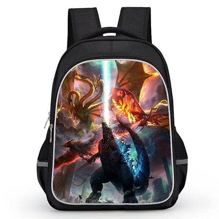 Godzilla Print School Bag Kids Waterproof Backpack #1