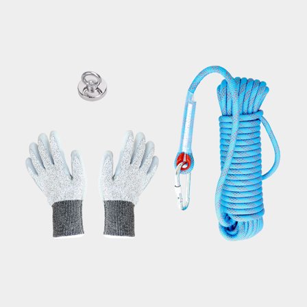 Magnet fishing kit NOCK Treasure Hunt Premium, single-sided neodymium magnet (Ø48 mm / lifting capacity 100 kg) + thread locker, 5 ml + 16-braided 