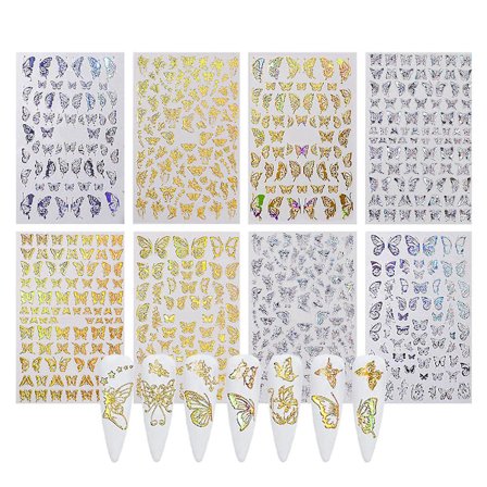 Sommerfugl Neglekunst Stickers, Farve Sommerfugl Negle Decals Selvklæbende Negle Stickers til Piger(typestyle1)