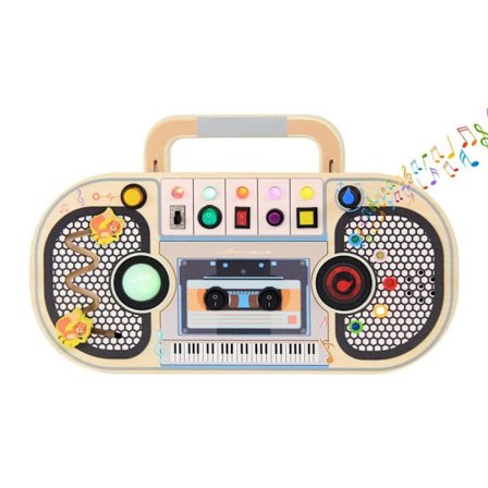 Montessori Treleker – Aktivitetsbrett for Barn fra 3 År, LED-lysknapper, Kassettspiller og Trådløs Telegraf_TF_TF