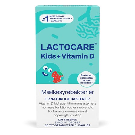 Lactocare Kids Mælkesyrebakterier + Vitamin D 30 Tyggetabletter, Helse & Madvarer, Mælkesyrebakterier, Mælkesyrebakterier Til Børn