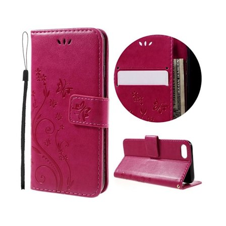 Butterfly läder iPhone 8 / iPhone 7 fodral - Rosa