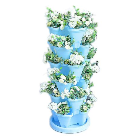 Tredimensjonal firebladet blomsterpotte (kun 1 potte og brett)