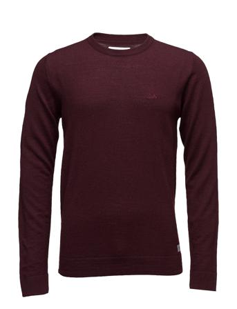 Merino Knit O-Neck Strikkegenser M. Rund Krage Rød Lindbergh