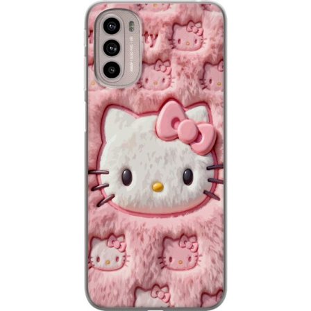 Yhteensopiva Puhelinkuori Motorola Moto G41 Hello Kitty vaaleanpunainen pörröinen tausta, jossa on ikoninen kasvot ja kawaii-esteettisyys