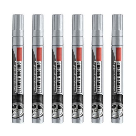 6 ST Krom Spegel Finish Paint Pen Creative Marker SILVER