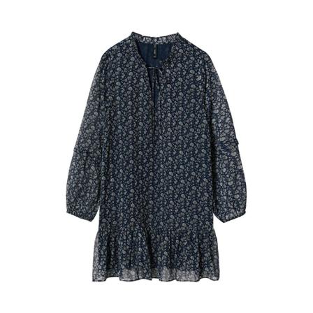 Mango Floral chiffon Klänning blå, Dam, Dam, Storlek: XL