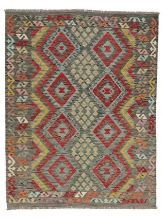 156X198 Tapis D'orient Kilim Afghan Old Style Jaune Foncé/Vert Foncé (Laine, Afghanistan)