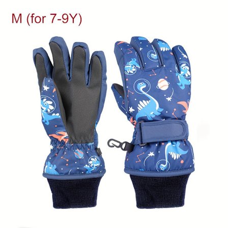 1-par ROORUNS Skihandsker til unge, velegnet til drenge & - Varme skihandsker til sne, -Vejrhandsker til unge 4-13 år (Hånd B