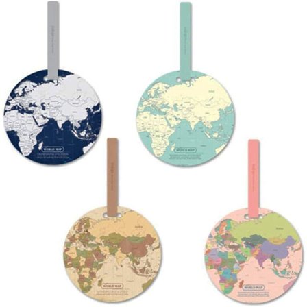 4 Resväsketiketter, Flygplansbagageetikett Rund