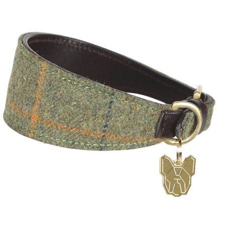 Digby & Fox Rutig Tweed Greyhound Hundhalsband M - Halsomkrets: 29