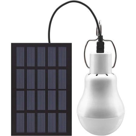 Solcelledrevet LED-pære Bærbar solcellelampe med solpanel til have, terrasse, indendørs, udendørs, vandring, camping, telt, fiskeri belysning