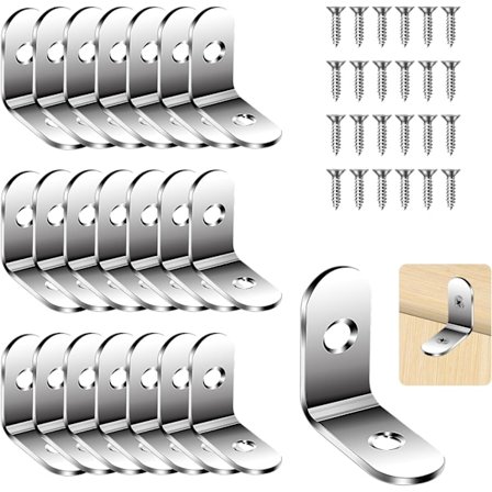 22 stk hjørnebeslag, L-formet hjørnebeslag, retvinklet metalbeslag, St