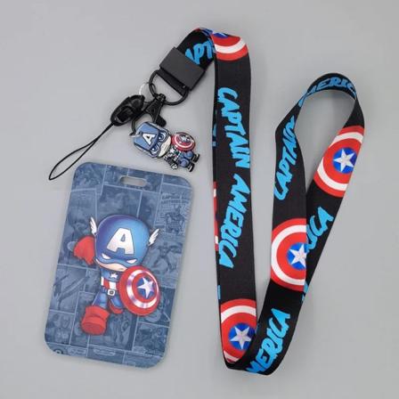 Ny Marvel PVC-korthållare Spiderman Captain America Iron Man Super Hero Anime Print Student Campus Card Cover Lanyard ID-kort Xhmw21
