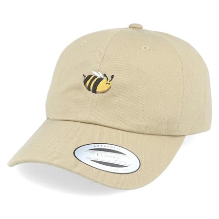 Iconic - Tiny Bee Khaki Dad Cap Unconstructed Beige Cap - @ Hatstore