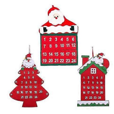 Julekalender med lommer for oppheng, 24 dager, rød og hvit julenissedesign, ikke-vevd nedtellingsdekorasjon til jul_vv