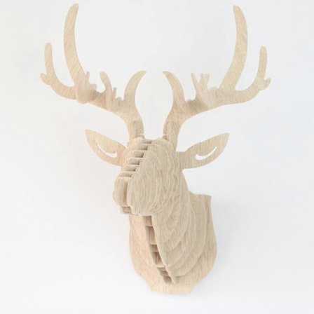 3D Væghængt Hjortehoved Skulptur Vægdekoration Indgangsgang Hallway Valnøddetræ (FMY)