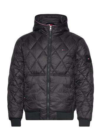 Mix Quilt Recycled Hooded Jacket Fôret Jakke Svart Tommy Hilfiger*Betinget Tilbud