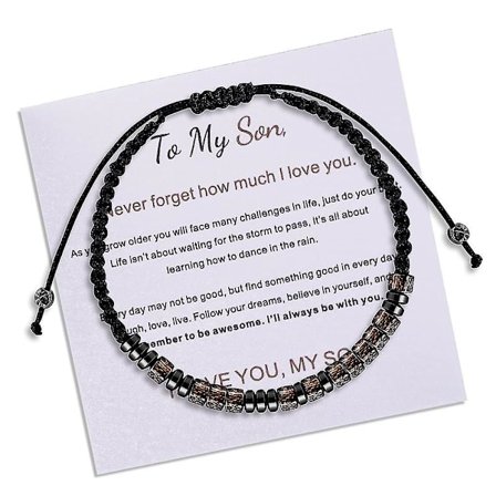 Morse kode hemmelig skjult besked jeg elsker dig kort armbånd til min søn/grandsøn gave(B)