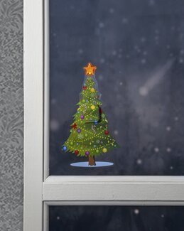 Vinduesdekoration juletræ med batteridrevet LED-lys Grøn - Star Trading