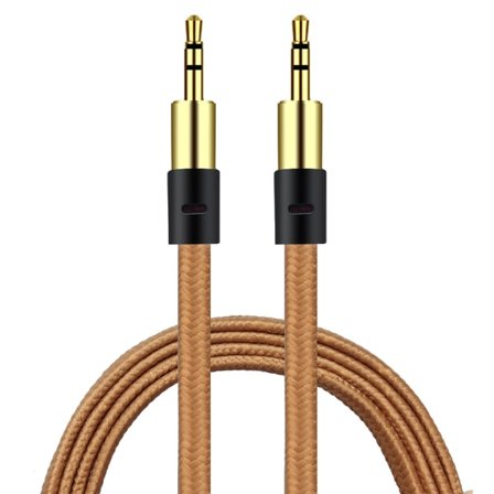 AUX Kabel 3,5mm Guldpläterad Kabel 1M - BRUN