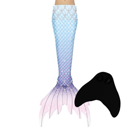 Børn Voksne Svømning havfruehale med Monofin lyseblå-Perfekt