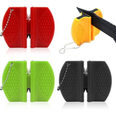 4 STK bærbar køkkensliber, mini lommesliber til tykke og tynde knive, velegnet til vandreture, camping eller udendørs grill.