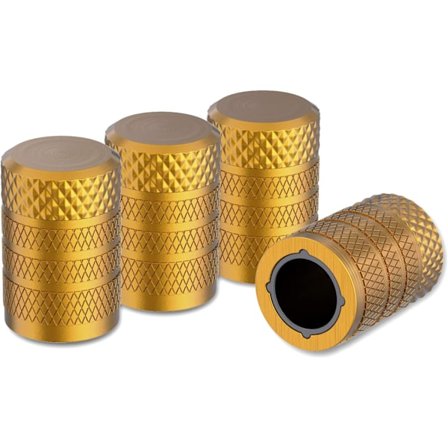 Ventilhetter for dekk, 4 stk, Anodisert aluminium ventilhette sett, Korrosjonsbestandig, Universelle ventilhetter for biler - Gull