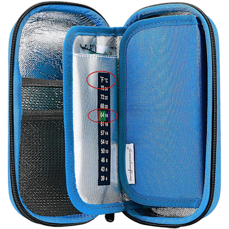 Insulin Kjølebag Reiseveske - Håndholdt Medisinsk Isolerende Diabetisk Bæreveske Med 3 Kjøleelementer (blå)