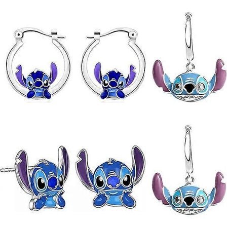 Øreringe 3-delt sæt, søde tegneserieøreringe, allergivenlige øreringe gave til kvinder og piger (FMY)