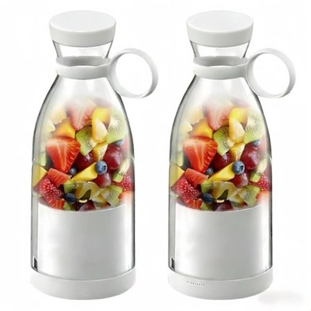 2X Portabel Juice Mixer Uppladdningsbar Juicekopp med Resekopp och Lock Kompatibel med Att Göra Juice och Smoothies 420ML A