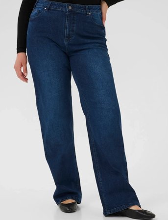 Kaffe Curve Kcflora Flared Full Lenght Jeans - Navy - 46