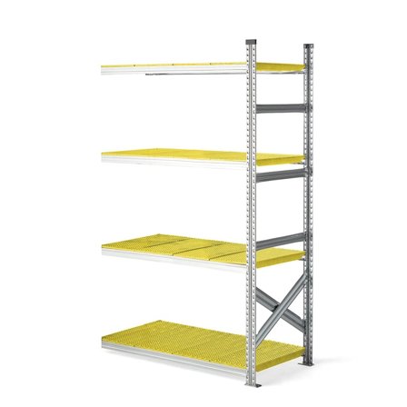 Galvanised food shelving TRANSFORM, add-on unit, 1972x1200x600 mm, yellow