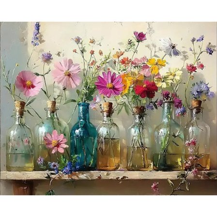 Diamond Art Kits til voksne, Blomster Diamond Painting Kits til begyndere Blomster Rund 5D Fuld Drill Diamond Dots Håndværk til hjemmevægsdekoration 