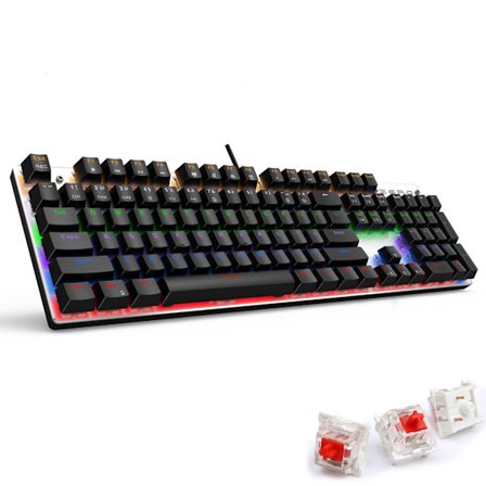Tangentbord med 104 tangenter Gaming Mekaniska tangentbord RGB-bakgrundsbelyst USB -trådbunden PC Gamer-tangentbord Blå/svart/röd axel Vattentät