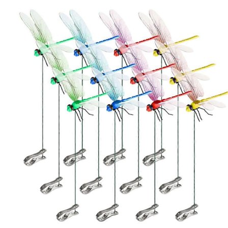 12 stk Kunstige øyenstikker-klemmer for utendørs bruk 3D Øyenstikkerdekor Hagearbeid, 3D Øyenstikker Hagedekorative klemmer