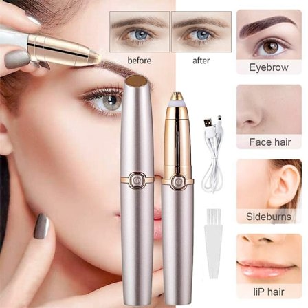 Smärtfri Elektrisk ögonbrynshårborttagare Trimmer Epilator för kvinnor