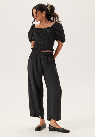 BUBBLEROOM Wide Ankle Modal Trousers Black M