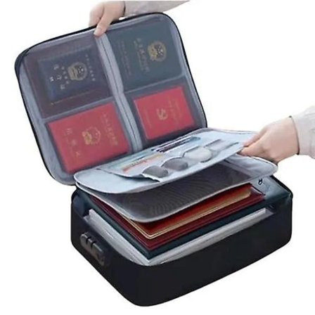 Brannsikker Dokumentveske med Lås Hjemmekontor Reise Brannsikker og Vanntett Sikkerhetsboks Portabel Hablack