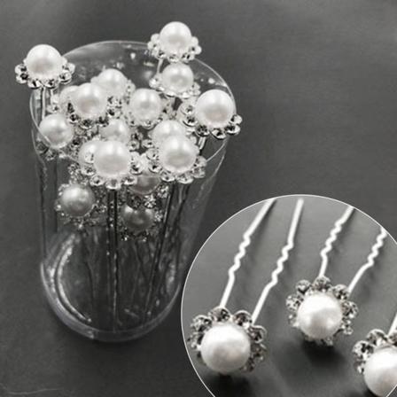 20st Pearl Flower Hårnålssticka Brudhårnål VIT White