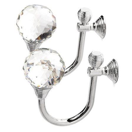 2 stk. Klar Krystal Væghængte Gardinholdere Tassel Gardin Krog Multi Brug Sølv Væghængt Krog