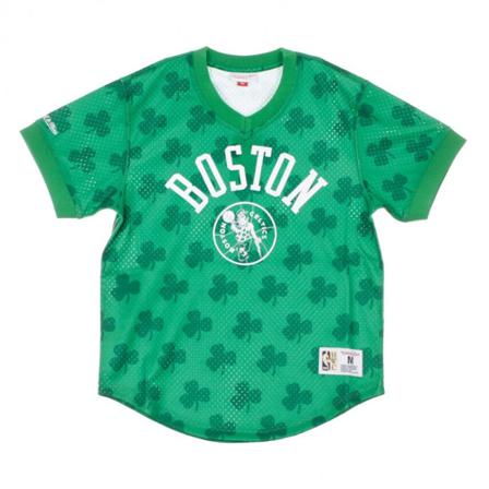 Mitchell & Ness Jersey NBA Wordmark Mesh V-Neck Boscel Grøn, Herre T-shirts