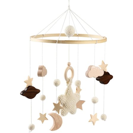 Baby uro til sprinkelseng, tre uro til babyer, hengende vindklokke med skyer og stjerner, baby seng hengende uro leker