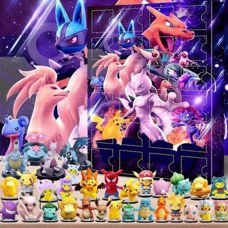 25-26 2025 Adventskalender Pokémon, 24 dagers nedtellingskalender, Adventskalender overraskelsesgave til barn
