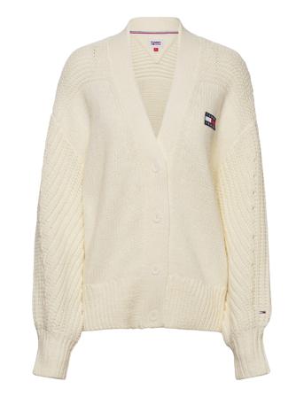 Tjw Ovrszd Badge Cardigan Cream Tommy Jeans