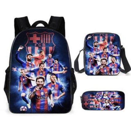 3-pack fotbollsstjärna Lionel Messi ryggsäck student skolväska