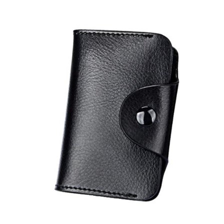 Kortholder i skinn - 15 lommer - Svart Black