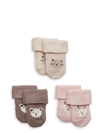 Sock 3Pbaby Animal Face Double Socks & Tights Socks Multi/mønstret Lindex*Betinget Tilbud