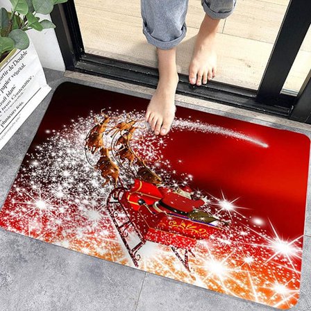 Julgulvmatte, sklisikker dørmatte innendørs, jul dørmatte innendørs interiør julemønster, baderomsmatte 40*60 cm