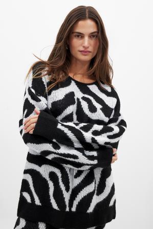 NA-KD - Jacquardstrikket genser - Oversize Genser - Flerfarget - M (EU 38-40)